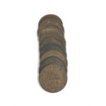 Nine 19th century tokens. Most G VF.