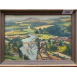 Guillermo BESTARD A river landscape Oil on board Signed (Dimensions: 17.5 x 24.5cm.)(17.5 x 24.