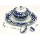 A large Minton 'Chinese Dragon & Bird' pattern tureen, together with a meat plate and two ladles