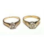 Two gold solitaire diamond rings