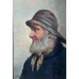 David W. HADDON ( act.1884-1911 ) Head of a Fisherman Oil on board Signed (Dimensions: 34 x 24cm)(34