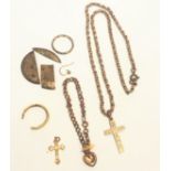 A gold cross and chain together with other gold.19gm