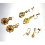 Three pairs of Victorian earrings.