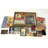 Misc. toys and ephemera in large box including indoor fireworks, various Magic Roundabout items,