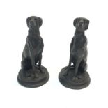 A pair of bronzed greyhound dog ornaments. (Dimensions: Height 16cm.)(Height 16cm.)