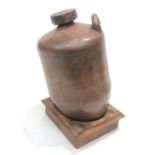 A large stoneware water barrel with associated wood stand. (Dimensions: Overall height 56cm. )(