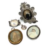 A Scottish silver photograph frame brooch and a silver filigree miniature photograph frame, together