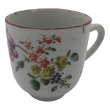 A very rare James Giles atelier decorated coffee cup. The coloured floral sprigs use Giles'