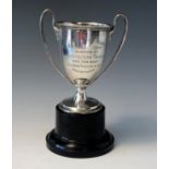 A 'National Pony Society' silver twin handled trophy cup, 3.5oz.