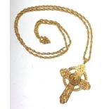 A 9ct gold cross and chain, 35g.