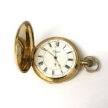 An 18ct gold full hunter cased, keyless pocket watch by Edward F Ashley, 2 Green Terrace,
