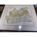 ENGRAVED MAP. "A New Map of Surry ." by Robert Cary, 24 x 26 inches, f&g, 1804 good.