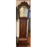A 19th century mahogany eight day longcase clock, the painted arched rolling moon dial signed 'S.N: