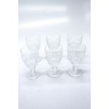 A set of six Waterford crystal 'Colleen' pattern wine glasses. (Dimensions: Height 12cm.) (Qty: 6)(