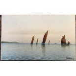 Chester SILVEROCK Sailing boats Watercolour on card Signed (Dimensions: 14.5 x 24cm.)(14.5 x 24cm.)