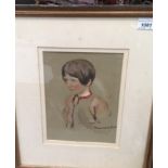 English School, 20th Century Portrait of a young girl, half-length Watercolour (Dimensions: 22.5 x