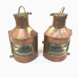 A pair of copper ship's lamps, bow port (Patt 23) and bow starboard (Patt24). (Dimensions: Height