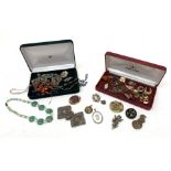 Costume jewellery including a pair of silver gilt orb earrings and necklaces.