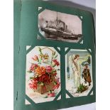 Postcards. Album containing collection of mixed topographical and subject cards including Cornwall.