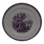 A Cambrian Pottery Swansea side plate, circa 1830, transfer printed in purple with the 'Lady and