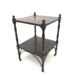 A 19th century mahogany two tier stand. (Dimensions: Height 69cm, width 46cm.)(Height 69cm, width