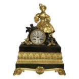 A Regency black painted and gilt metal mantel clock, height 45cm, width 32.5cm