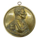 A 19th century brass relief profile plaque of The Duke of Wellington. (Dimensions: Diameter 17..