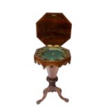 A Victorian rosewood veneered octagonal work table.