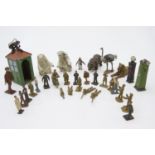 Lead - quantity of small scale lead army figures including Dinky motorcycle plus zoo animals and