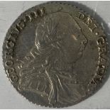 Great Britain Shilling, 1787 George III no semee of hearts EF.
