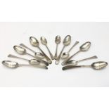 A good suite of Old English pattern George III feather edge silver spoons by Thomas & William