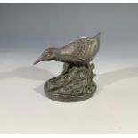A bronze model of a bird, on circular base signed I Bonheur. (Dimensions: Height 10cm.)(Height