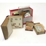 A 'Centurion' whole world album plus various packets/boxes of stamps contained in red document