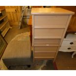 A pair of two drawer chest of drawers together with a puffee (3)