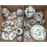 A collection of Masons ware, Chartreuse ironstone ware teapot, lidded ginger jar, graduated jugs,