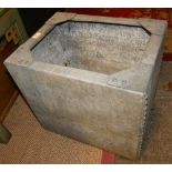 A galvanized metal container