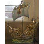 A capodimonte porcelain galleon, number 574, Nina, height 65 cm