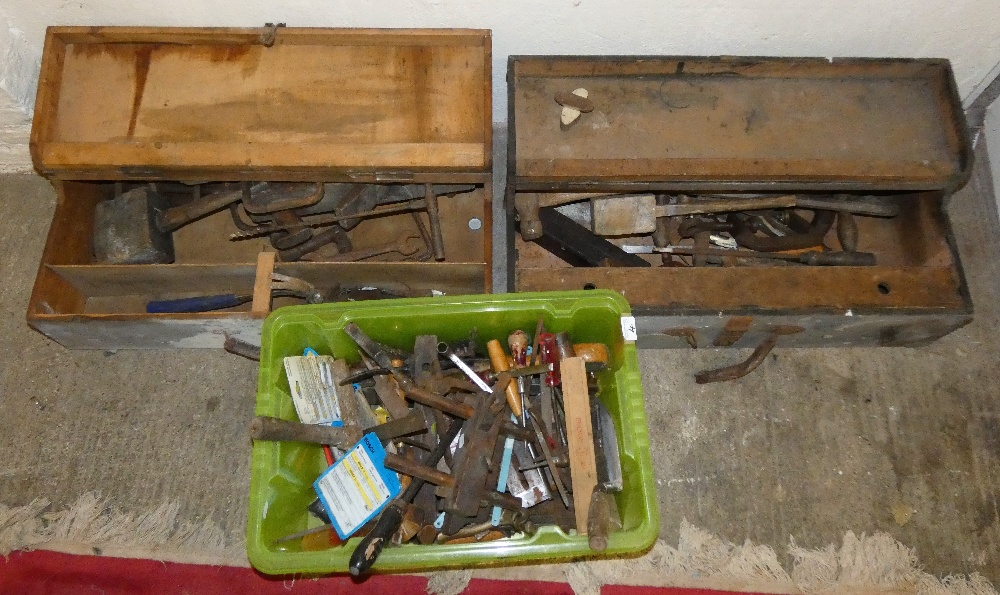 Two tool chests and contents of hand tools together with a box of miscellaneous hand tools (3)