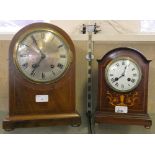 Two manual wind mantel clocks