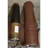Brass leather bound Negretti, 4 drawer and Zambra telescope