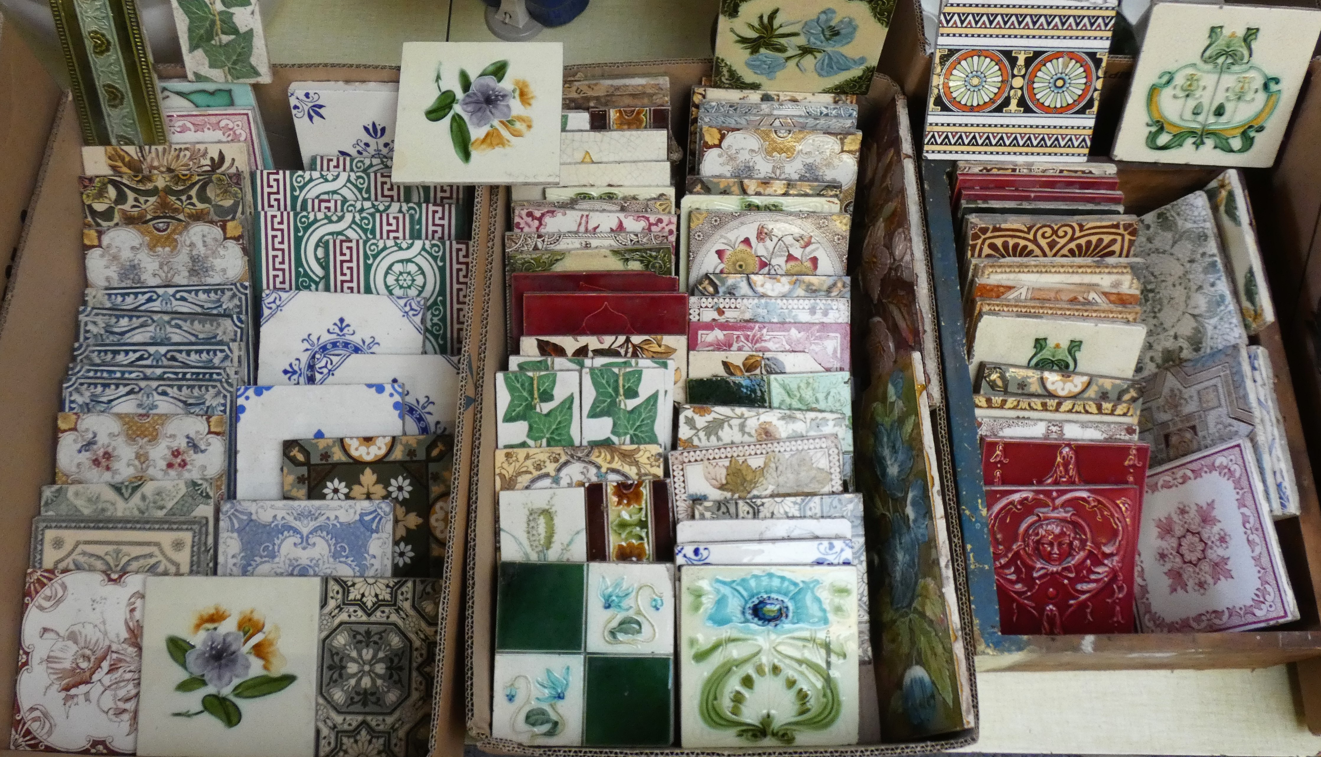 Victorian and later ceramic tiles - approximately 90