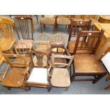 A collection of eight child's chairs together with a dining chair, a pair of dining chairs (11)