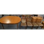 A G Plan dining suite consisting of extending oval table, 5 matching dining chairs, 1 similar carver