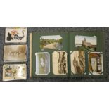 Loose postcards mostly local scenes together with a postcard album containing local and national