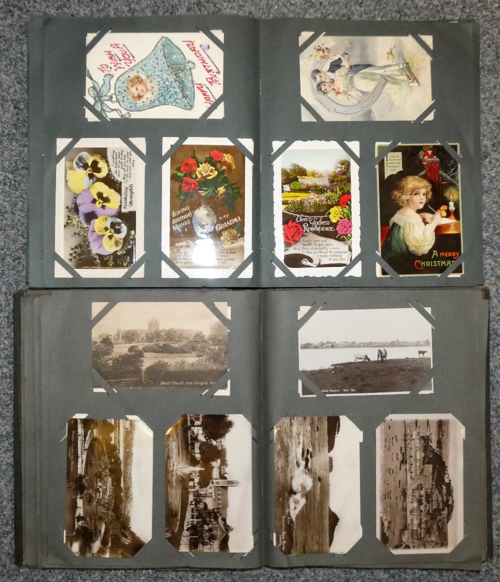 Two early 20th century postcard albums, one predominantly real photographic scenes local and - Image 2 of 2