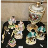 A Spode limited edition chalice, six figurines, plated cutlery, etc.