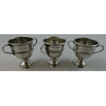 Of Londonerry Feis interest - three silver two handled trophies, Birmingham 1932 - 1936, each