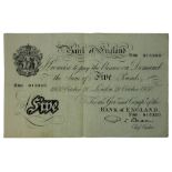 A Bank of England White five pound note - October 21st 1950, chief cashier - P S Beale - S89