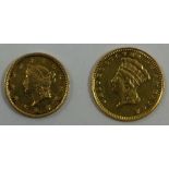 USA one dollar, Indian head, 1873, traces of mount removal and USA 1 dollar, Indian head, 1853,