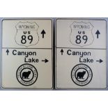 *Two painted tin Wyoming Route 89 signs, 81 x 60 cm.